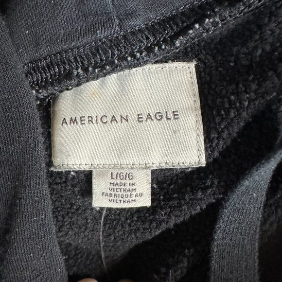 American Eagle Black/Rainbow Striped Hoodie Women's Large - Picture 5 of 5